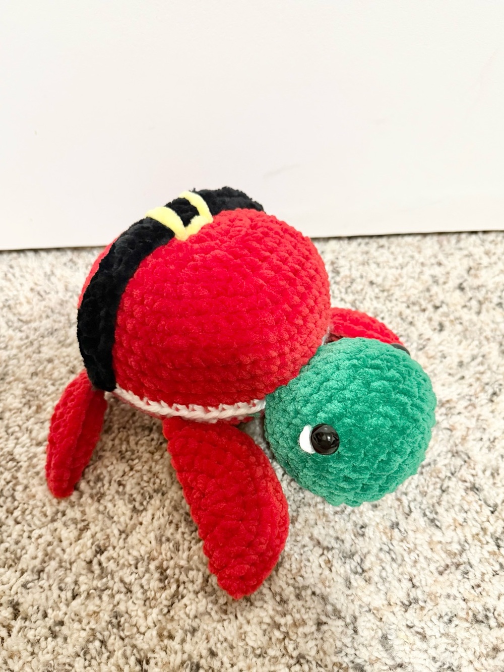 Handmade crochet Christmas Santa turtle amigurumi stuffed turtle